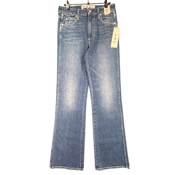 AMO Denim - AMO Rosa Flare Jeans Lush Wash Mid Rise Slim Fit Subtle Flare Size 27 NEW